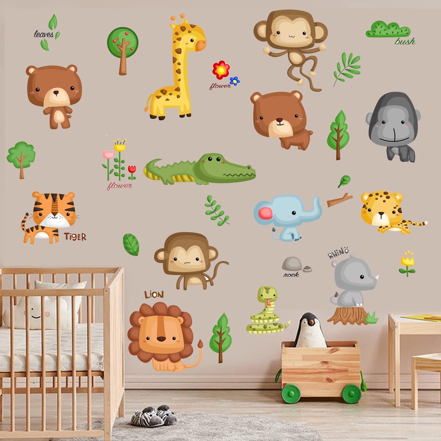 Amazon.co.jp: ジャングルアニマルウォールステッカー 熱帯の森 動物